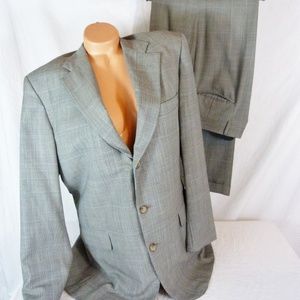 Harolds 42L Wool Plaid Suit Jacket Blazer Pants